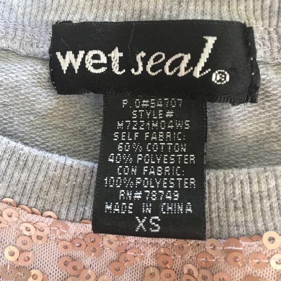 Wet Seal Pink/Grey Sequin Crew Neck Sweater - Picture 4 of 4
